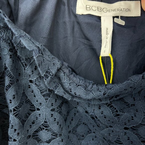 BCBGENERATION Off Shoulder Lace Blue Navy Dress NWT Size S - Picture 4 of 6